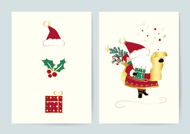 Conjunto de vectores de tarjetas de navidad