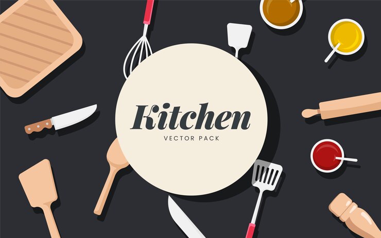 Vector gratuito conjunto de vectores de utensilios e ingredientes de cocina