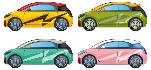 Conjunto vectorial de coches compactos coloridos
