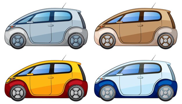 Conjunto vectorial de coches compactos coloridos