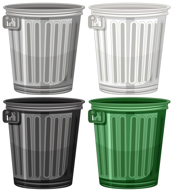Conjunto vectorial de contenedores de basura de colores
