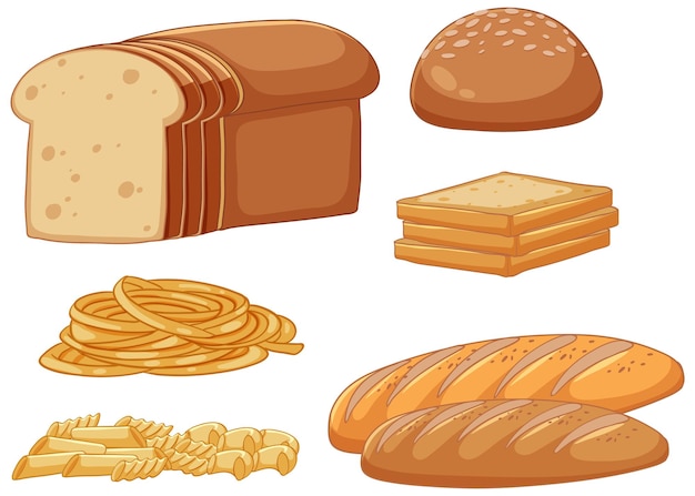 Vector gratuito conjunto vectorial de panes deliciosos