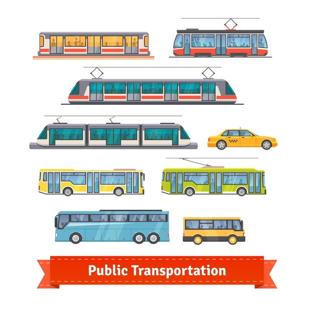 Conjunto de vehículos de transporte urbano e interurbano