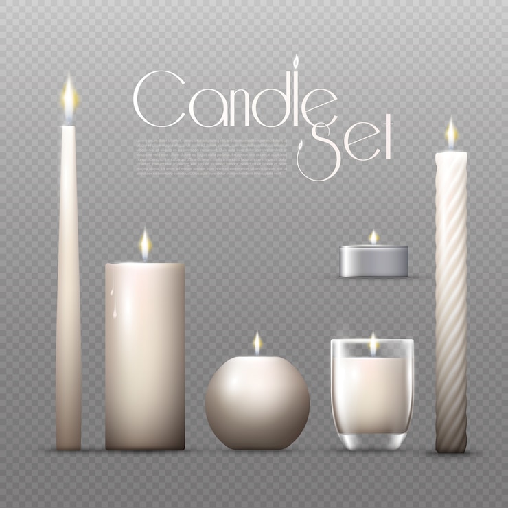 Vector gratuito conjunto de velas brillantes realistas