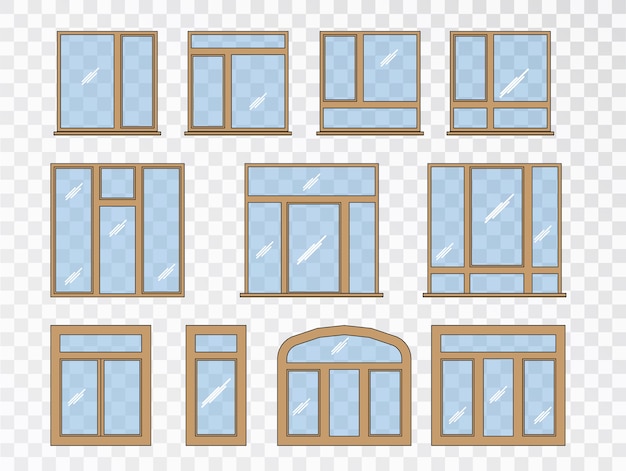 puesto etc. caos Conjunto de ventanas de diferentes tipos. colección de elementos de  arquitectura clásica. | Vector Gratis