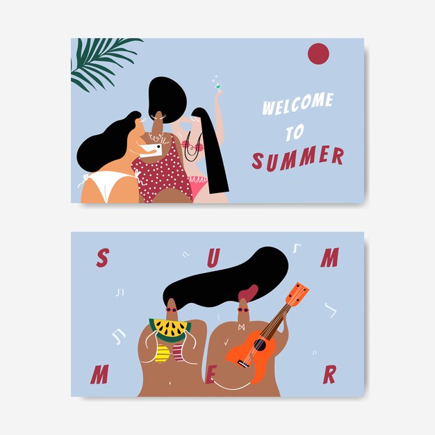 Conjunto de verano en la playa.
