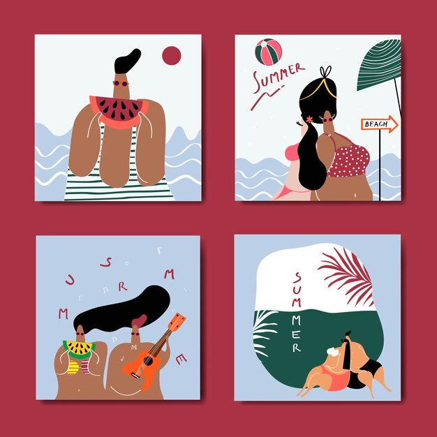 Conjunto de verano en la playa.