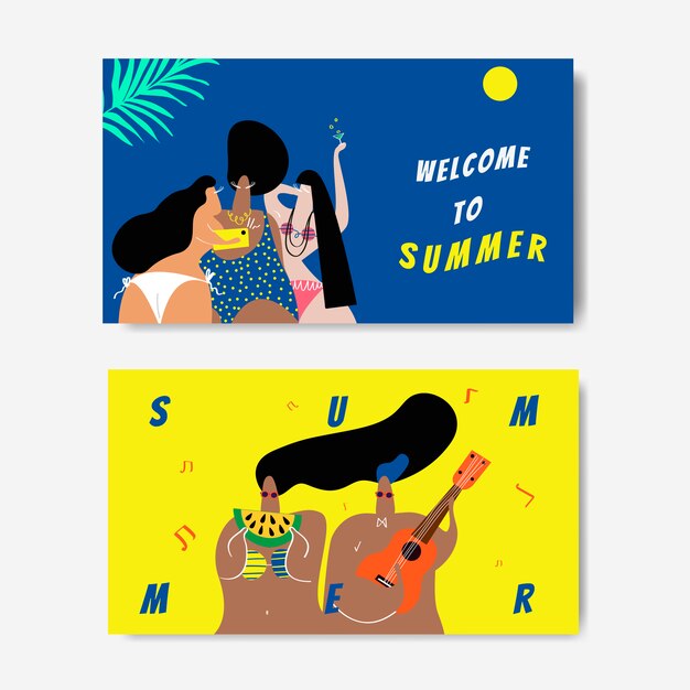 Conjunto de verano en la playa.