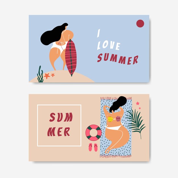 Conjunto de verano en la playa.