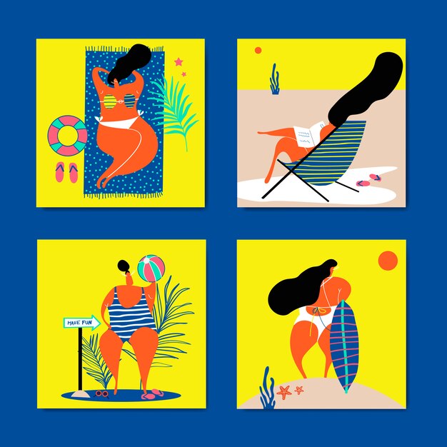 Conjunto de verano en la playa.