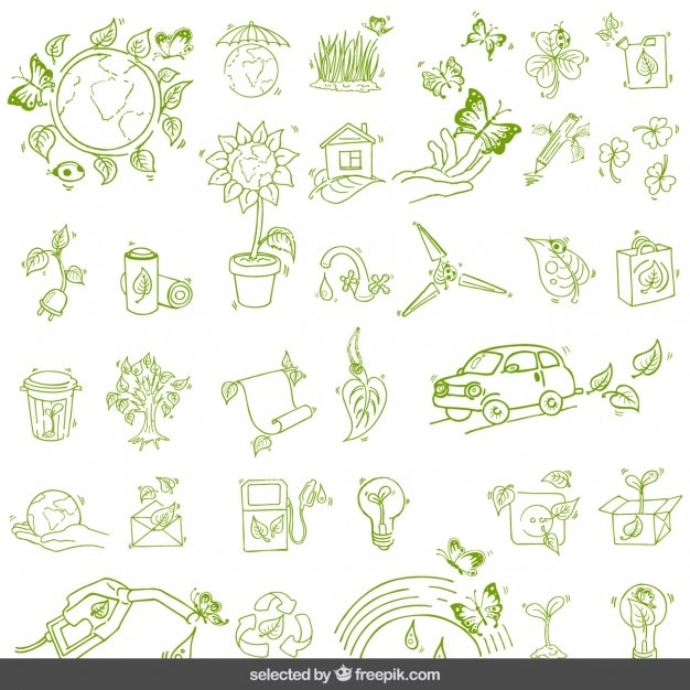 Vector gratuito conjunto verde medio ambiente