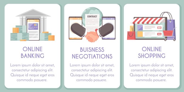 Conjunto vertical de banner plano de transformación digital con símbolos de proceso de digitalización ilustración vectorial aislada