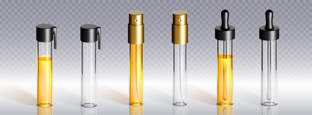 Conjunto de viales de muestras de perfume de vidrio