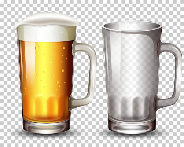 Vector gratuito conjunto de vidrio y cerveza.