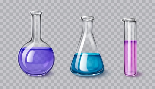 Conjunto de vidrio de laboratorio de química en 3D