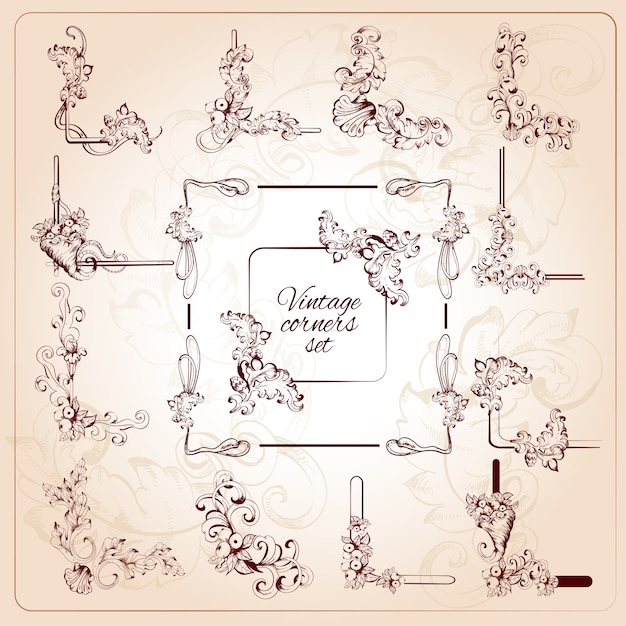 Vector gratuito conjunto vintage corners