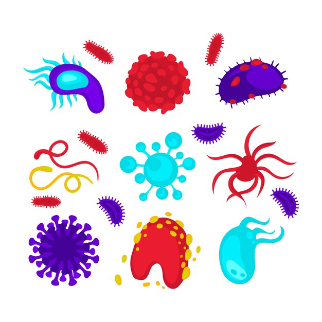 Conjunto de virus de diseño plano