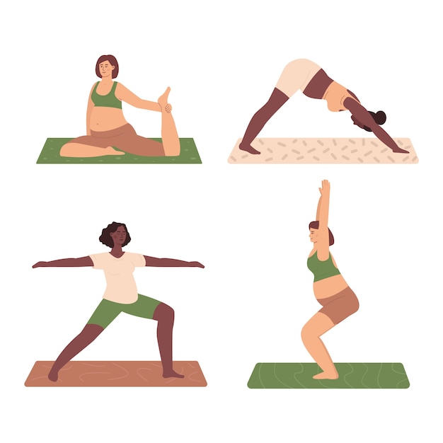 Conjunto de yoga de embarazo de diseño plano
