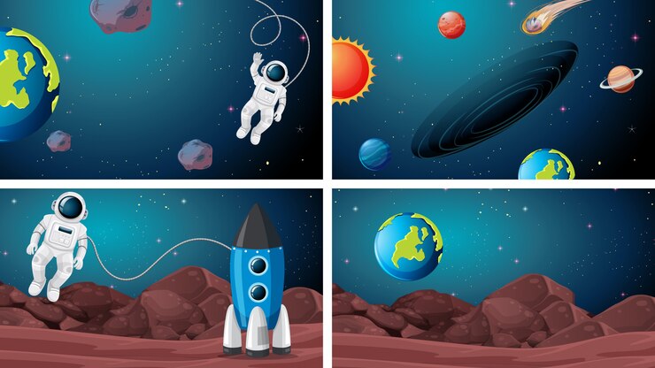 Vector gratuito conjuntos de escenas espaciales