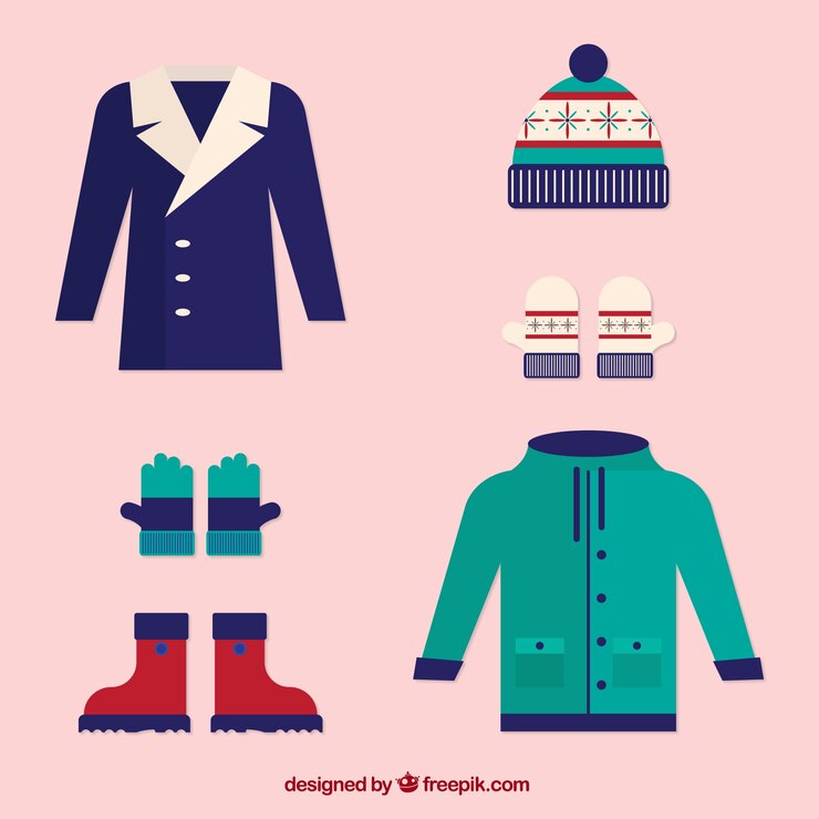 Vector gratuito conjuntos de invierno en diseño plano
