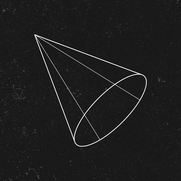 Cono geométrico 3D blanco sobre un vector de fondo negro