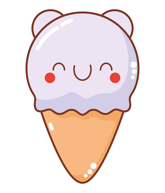 Vector gratuito cono de helado de kawaii