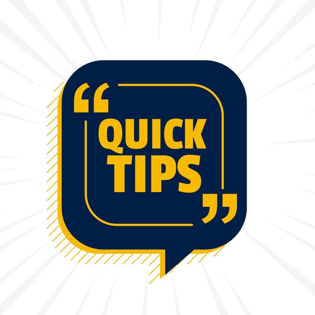 Consejos de consejos útiles rápidos sobre fondo blanco.