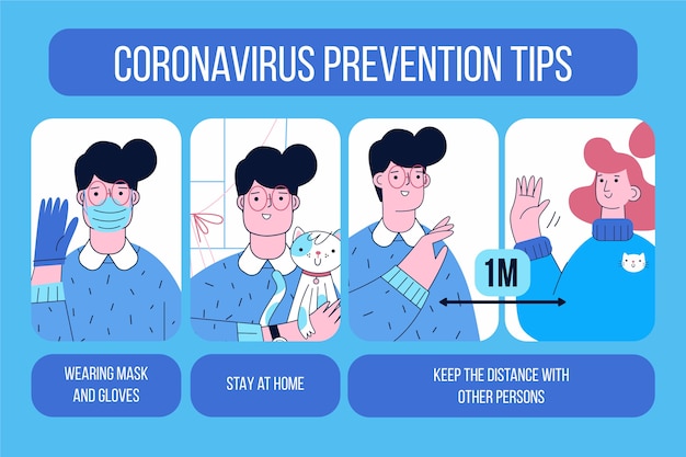 Vector gratuito consejos de prevención y protección de coronavirus