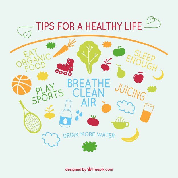 Consejos para una vida saludable vector