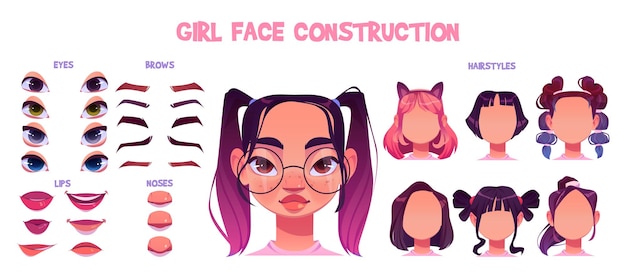 Construcción de cara de niña creación de avatar de niño asiático