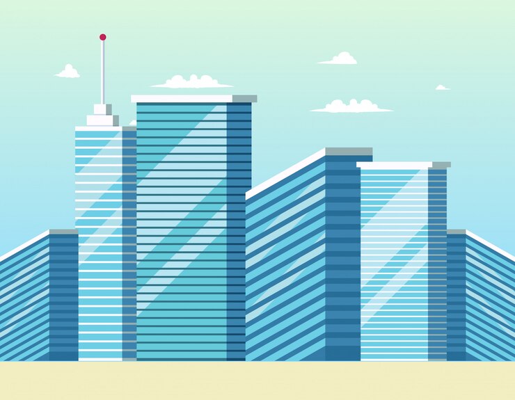 Vector gratuito construcción de edificios de la ciudad moderna concepto