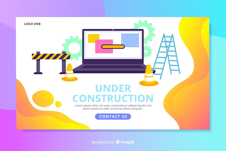 Vector gratuito en construcción plantilla de página de destino