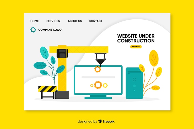 Vector gratuito en construcción plantilla de página de destino