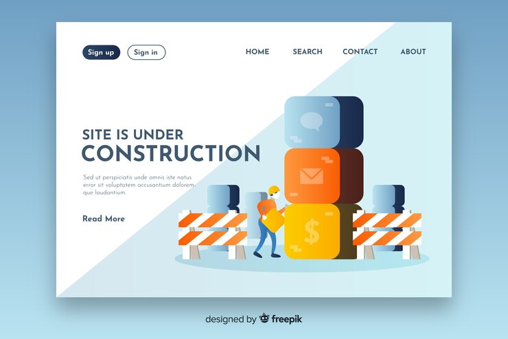 Vector gratuito en construcción plantilla de página de destino