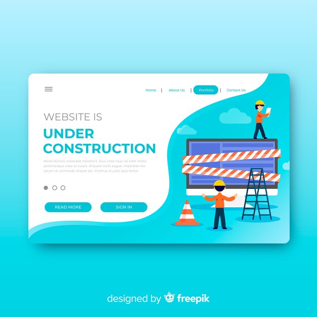 En construcción plantilla de página de destino