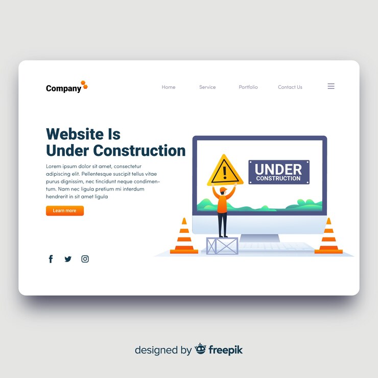 Vector gratuito en construcción plantilla de página de destino