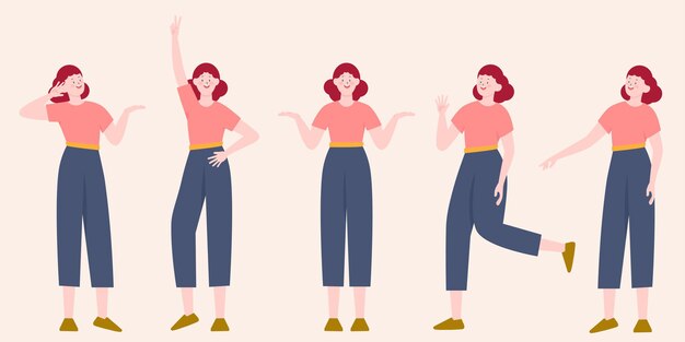Constructor de mujer bastante joven en estilo plano.