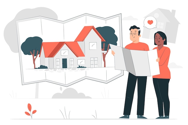 Vector gratuito construye la ilustración del concepto de tu hogar