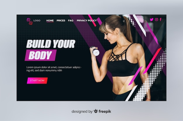 Construye tu página de inicio de deporte corporal con foto