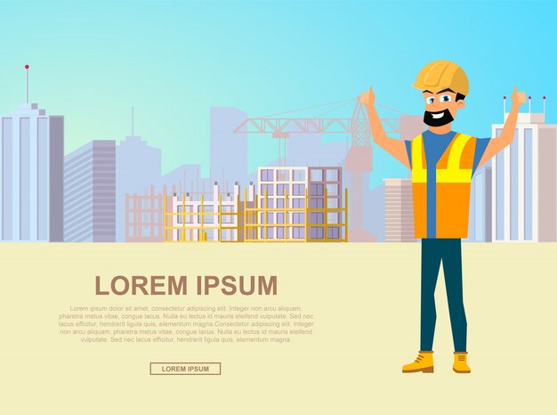 Construyendo una nueva ciudad plana Vector Web Banner plantilla
