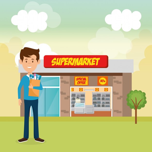 consumidor con bolsa de compras