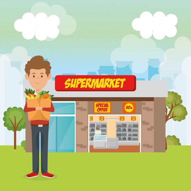 consumidor con bolsa de compras