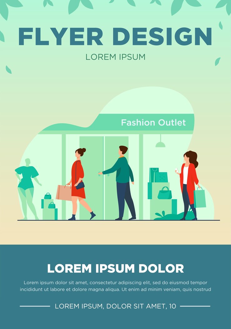 Vector gratuito los consumidores caminando por la calle cerca de la tienda de ropa ilustración vectorial plana. compra maniquíes en escaparates. outlet de moda, consumismo y concepto de centro comercial boutique