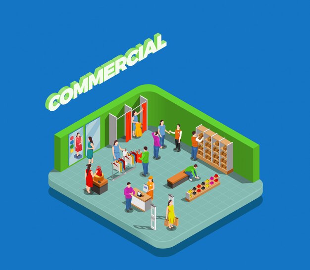 Consumidores durante compras en la tienda de ropa y zapatos