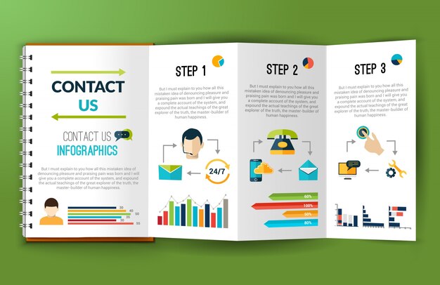 Contáctanos carpeta de notas infográficas