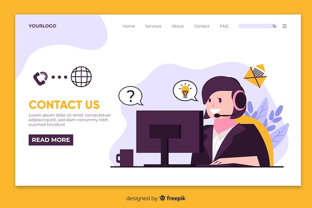 Vector gratuito contáctenos concepto para página de aterrizaje