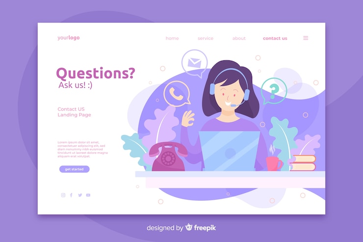 Vector gratuito contáctenos plantilla de página de destino