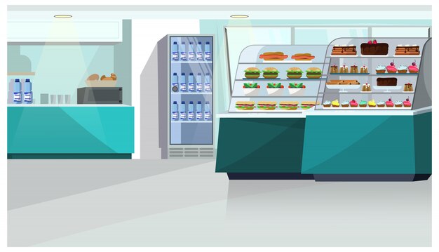 Contador de alimentos en la ilustración de la tienda de confitería