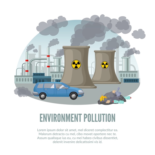 Vector gratuito contaminación ambiental de dibujos animados ilustración