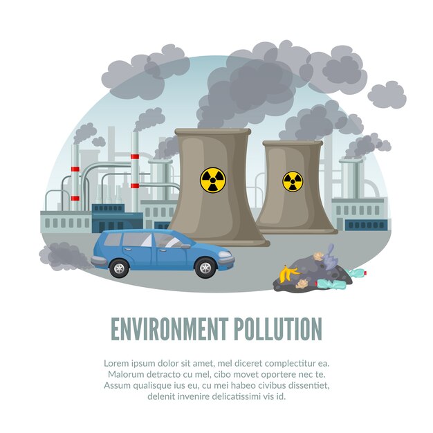 Contaminación ambiental de dibujos animados ilustración